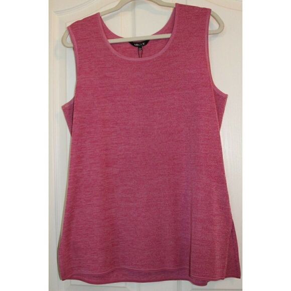 Misook Knit Top Sleeveless Pink Wrinkle Free Tunic Side Slits Womens Large NEW - Picture 1 of 8